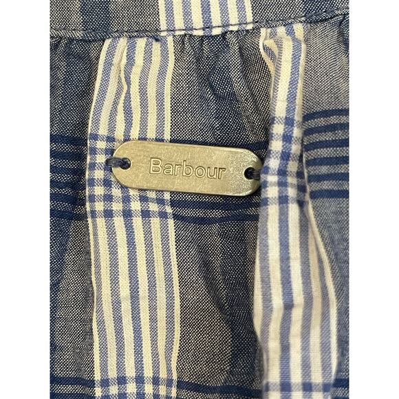 Barbour Renfew Cotton V-neck Top Bluebell Blue and White Check Size 12 NWT - Picture 4 of 6
